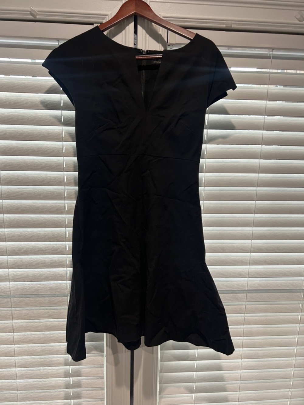 Banana Republic Black Cap-Sleeve Fit & Flare Mini Dress